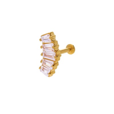 Lucardi - Dames Stalen goldplated traguspiercing met zirkonia - Piercing - Staal - Goudkleurig