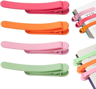 Kleurrijke Silicone Boekenleggers Set van 4, Automatische Boekenleggers voor Lezers, Perfecte Accessoires voor Boekenliefhebbers