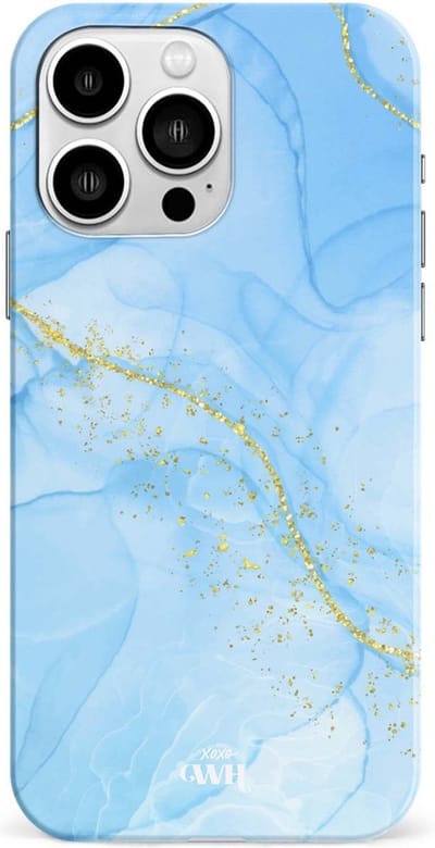 xoxo Wildhearts Marble Blue - Single Layer - Hoesje geschikt voor iPhone 13 Pro hoesje - Marmer hoesje - Shockproof case - Beschermhoesje geschikt voor iPhone 13 Pro case - Blauw
