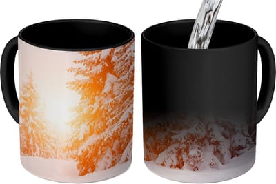 Magische Mok - Foto op Warmte Mokken - Koffiemok - Zon - Bomen - Sneeuw - Magic Mok - Beker - 350 ML - Theemok