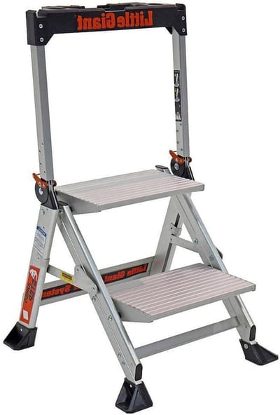 Opstapkruk met treden - Kleine ladder - Veilig bereiken - Extra brede treden - 79 cm hoogte - Geel