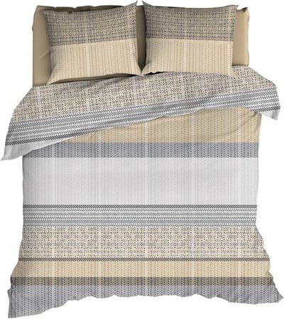 Romanette Cortina Dekbedovertrek - Lits-jumeaux - 240x200/220 cm - Beige/Grijs