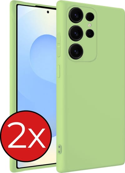 Hoesje - 2 Stuks - Geschikt voor Samsung Galaxy S25 Ultra - Sterk & Shockproof - Telefoonhoes - Back Cover - Case Siliconen - Telefoon Hoes - Groen