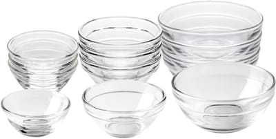 Set van 12 glazen schalen in 3 maten voor zout, specerijen en gehakte ingrediënten - Perfect voor koken en serveren