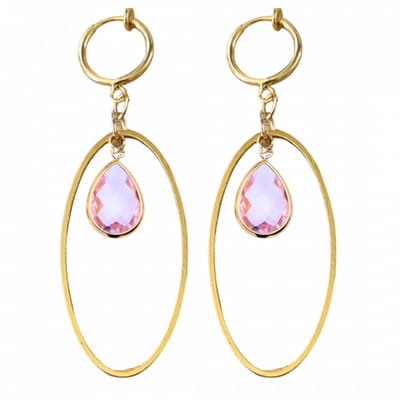 Klem oorbellen- Montana- goudkeurig- licht roze-geen gaatje-Charme Bijoux
