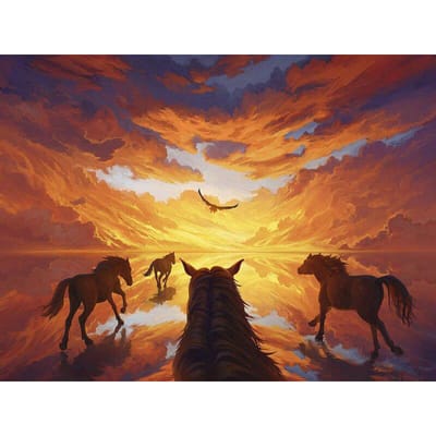 Diamond Painting Kit Diamond Borduurhandwerk Diy Steentjes Borduren Paard na zonsondergang 20X30CM brown