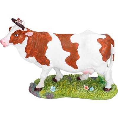 Koe Beeldjes Bruin en Wit Koe Model Ornament Dier Sculptuur Hars Ambachten voor Huis Hef Hoofd brown