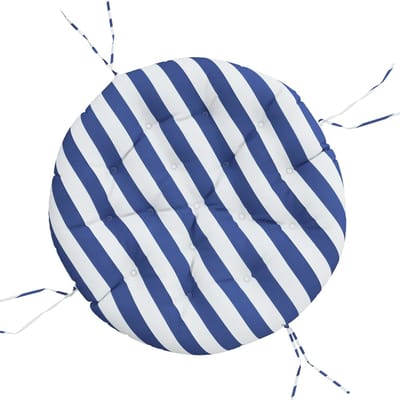 vidaXL - Zitkussen - rond - gestreept - Ø - 100x11 - cm - oxford - stof - blauw - wit