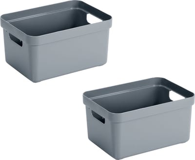 Sunware Opbergbox Sigma - 5x stuks - kunststof - blauw - 5 liter - Opbergbakken/opbergers - 25,2 x 18 x 12,2 cm