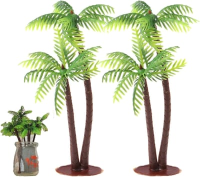 Miniatuur Kokosnootbomen Set van 2, Perfect voor Modelbouw, Landschapsdecoratie en Interieurstyling