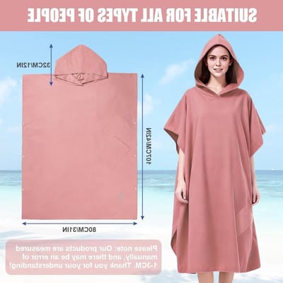 Hooded Poncho Handdoek voor Volwassenen van Microfiber - Extra Grote Badcape met Zak, Ideaal voor Strand en Zwembad