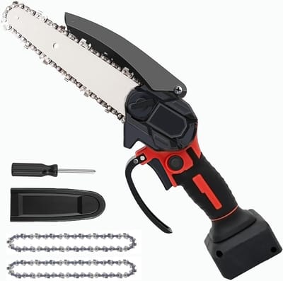 Mini Kettingzaag - Accu Kettingzaag Tuin - Takken Snoeien - Koperen Motor - 15 cm - Zwart