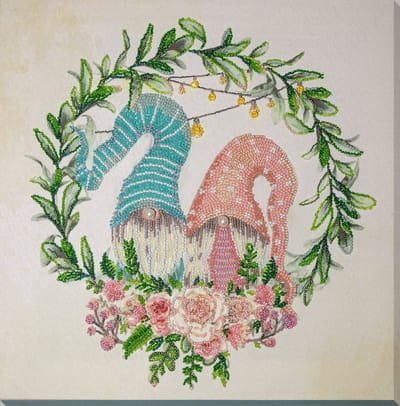 Borduurpakket met Kralen/Parels - ABRIS ART - Charming Couple - Charmant Duo - kralenborduren