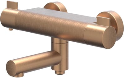 IVY Pact Badthermostaatkraan opbouw met wegdraaibare baduitloop met omstel cooltouch Geborsteld mat koper PVD