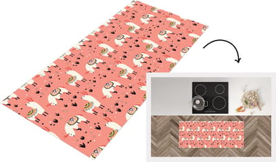 Keukenloper - Loper keuken - Lama - Kinderen - Roze - Patroon - 120x50 cm - Keukenloper vinyl