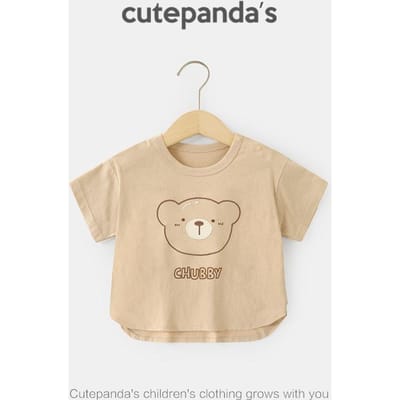 Babykleding Casual T-shirts met korte mouwen Zomerkleding Jongens Meisjes Baby Kinderen Kinderen Zomer Tops met halve mouwen 120cm beige