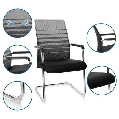 Vergaderstoel FALCONE V Stof Zwart / Grijs hjh OFFICE