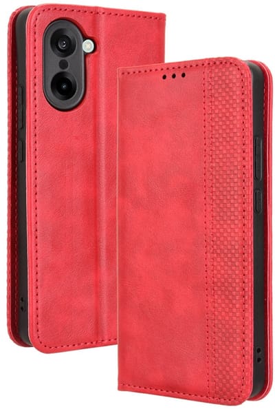 Coverup Hoesje - Geschikt voor OnePlus Nord CE5 Hoesje - Coverup Vintage Style Book Case - Rood