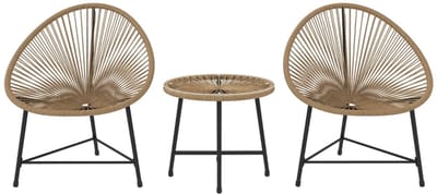 Tuinmeubel Bistroset - 3-delig - Tuinset - Tuinmeubelset met 2 Stoelen + Tafel - Balkonmeubel - Kunststof Rotan - Meubel voor 2 Personen - Loungeset - Tuinzitgroep - Meubelsets - voor Tuin, Balkon, Terras - Lichtbruin