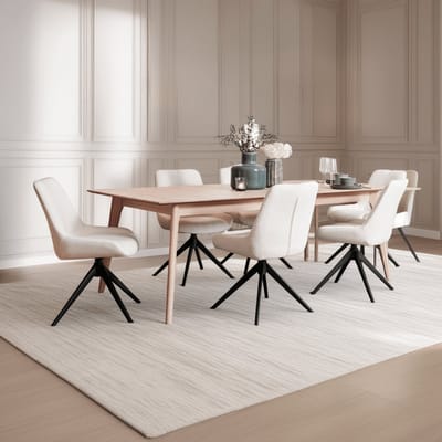 Eetkamertafel Naturel - Eikenhout - 220x105x75cm - Eetkamertafel Porto