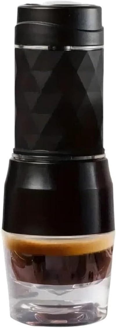 Draagbaar Koffiezetapparaat - Mini Espresso Machine - Koffie Maken Onderweg - Handpers Extractie - 100 Milliliter - Wit