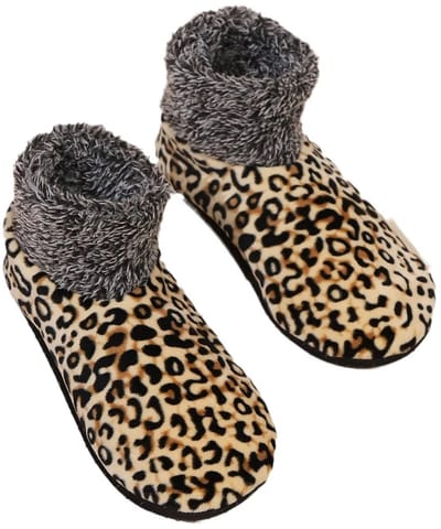 Warme Antislip Huissokken met Luipaardprint (Maat 35–38) – Zachte Vloersokken voor Dames & Heren – Sneeuwsokken, Wintersokken, Pantoffelsokken & Slaapsokken voor Thuisgebruik
