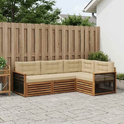 vidaXL - Buiten - bank - set - 4 - st - Natuurlijk - en - Beige