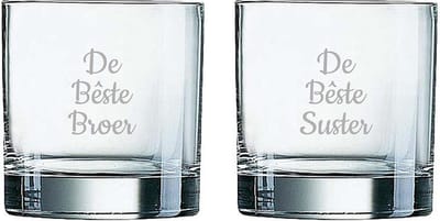 Gegraveerde Whiskeyglas 38cl De Bêste Broer- De Bêste Suster