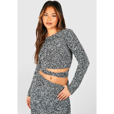 boohoo Dames Zachte marl gebreide jumper met band terug | Zwart | Maat: Large