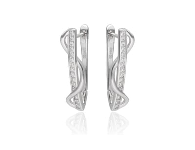 Zilver Oorbellen Dames met Zikonia - Zilveren Oorbellen - Zilver 925 - Twisted Illusion Earrings - French Back - Amona Jewelry