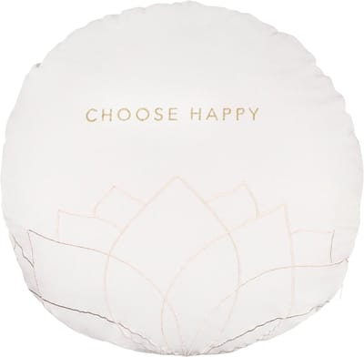 Ronde Sierkussen 'Choose Happy' - Zachte Katoenen Kussen voor Wellness Sfeer