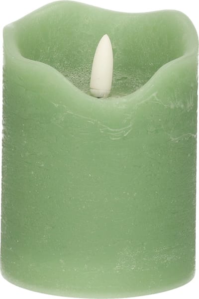 Stern Fabrik LED kaars/stompkaars - mintgroen - D7,5 x H10 cm - timer - 3D vlam