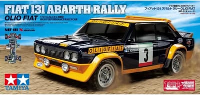 Tamiya Modelbouwpakket Auto - 47494 RC Fiat 131 Abarth Rally Olio Fiat - MF-01X - met Gespoten Body RC Plastic - 1:10 - Modelbouw