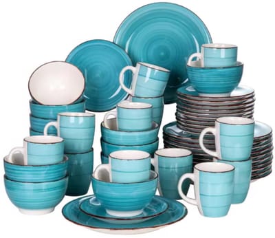 Noble Ontbijtborden – 48 delig - 12 persoons – Blauw Keramisch – Eetborden – Kleine Borden – Stijlvol keramiek