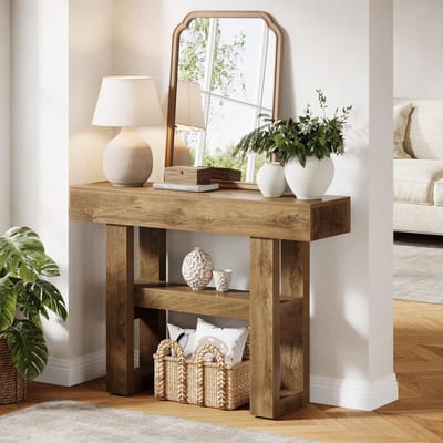 LITTLE TREE Consoletafel - Bijzettafel - 30 x 80 x 105 cm - Bruin - Industrieel - Console Tafel Voor Foyer, Woonkamer, Hal​