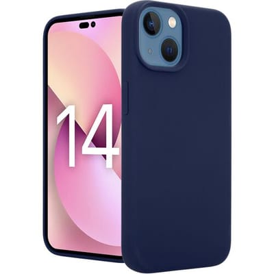 Coverzs telefoonhoesje geschikt voor iPhone 14 hoesje - Luxe Liquid Silicone case - optimale bescherming - siliconen hoesje - royaal blauw