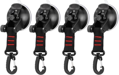 4-Pack Zuignappen met D-Ring | Supersterke Zuigkracht & 360° Rotatie | Handige Bevestiging voor Camper, Tent en Camping