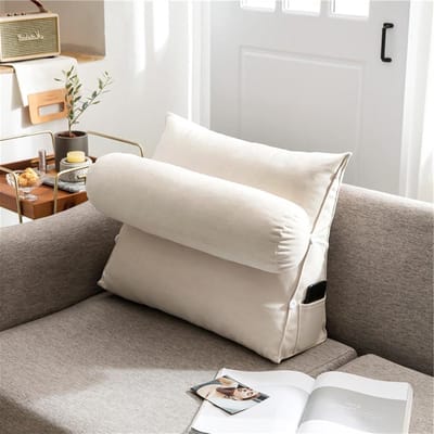 Driehoekig Leeskussen - Wigkussen Neksteun - Comfortabel Lezen - Verstelbare Ondersteuning - 60x50x22cm - Edelwit