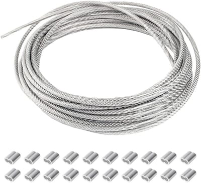 SnelShoppen - 1mm Rvs Staal Kabel - 304 Roestvrijstaal Draad - 60 Meter PVC Gecoat Voor Tuin, Camping, Klussen, Waterdicht, Hoogsterkte Kabel