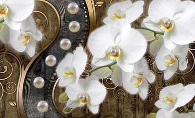 Floral Orchids Design Photo Wallcovering