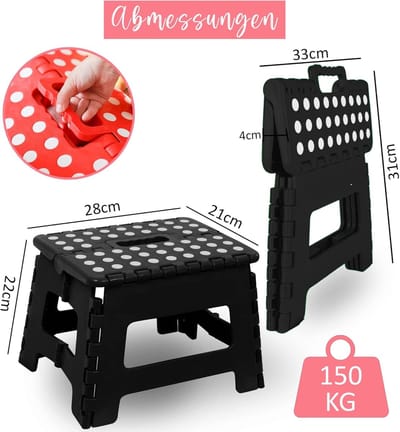 Famanu Opvouwbare kruk, klimhulp, voetensteun, voor tuin, keuken, badkamer, 150 kg, opvouwbaar, voor kinderen en volwassenen