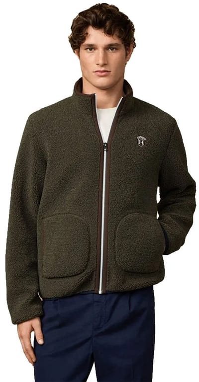 Hackett Heritage Badge Sweatshirt Met Rits Groen L Man