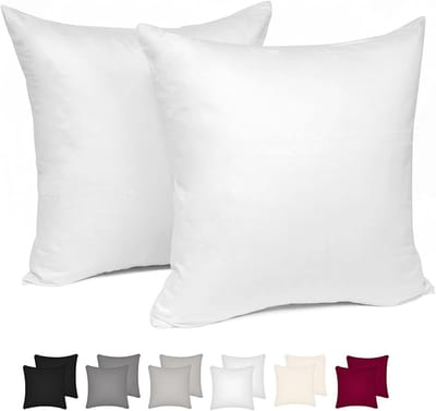 Famanu - Kussenslopen 45x45 cm wit set 2, 100% katoen decoratief, zachte kussenhoezen voor bank auto slaapkamer