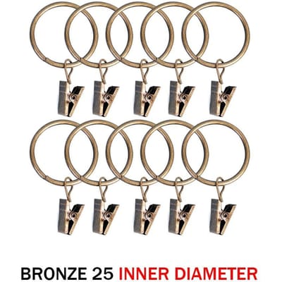 10 stuks metalen gordijnringen ophanghaken voor gordijnen en raamroeden 25 diameter brons
