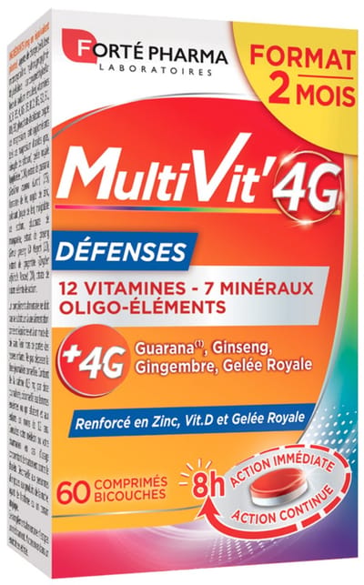 Forté Pharma MultiVit'4G Défenses 60 Dubbel Sterkte Tabletten