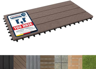 Terrastegels WPC - Balkontegels Composiet - Buitenruimte Inrichten - Kliksysteem Drainage - 60 x 30 cm - Donkerbruin