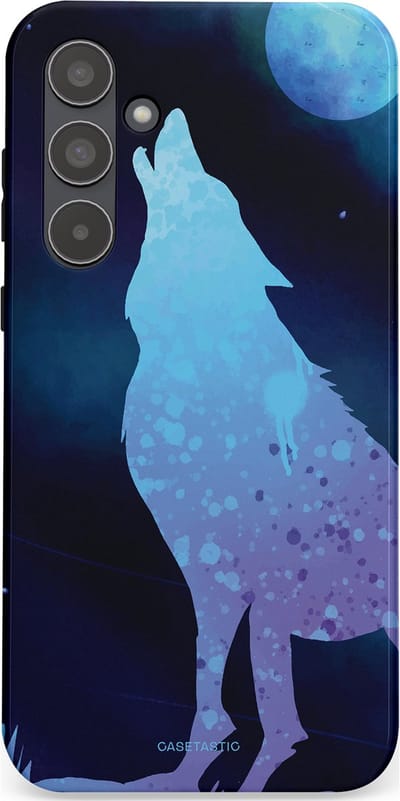 Casetastic Hoesje Geschikt voor Samsung A55 - Stijlvolle Beschermende Duo-layer Case - Blauwe Wolvennacht