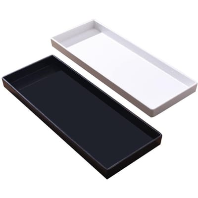 Noordse witte melamine imitatie porseleinen dienblad creatief rechthoekig kop- en schotelopslag hotel dessert serveerschaal 38x15cm white
