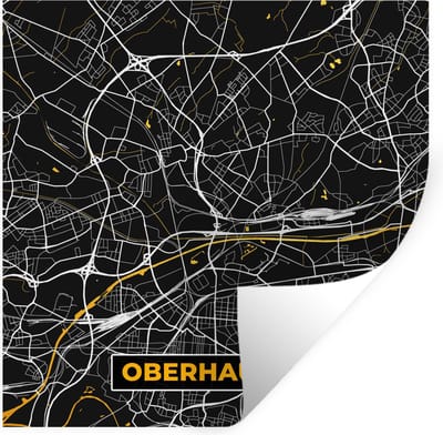 Muurstickers - Sticker Folie - Oberhausen - Stadskaart - Plattegrond - Kaart - Goud - Duitsland - 100x100 cm - Plakfolie - Muurstickers Kinderkamer - Zelfklevend Behang XXL - Zelfklevend behangpapier - Stickerfolie