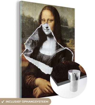 MuchoWow® Glasschilderij 30x40 cm - Schilderij acrylglas - Mona Lisa - Da Vinci - Kunst - Foto op glas - Schilderijen